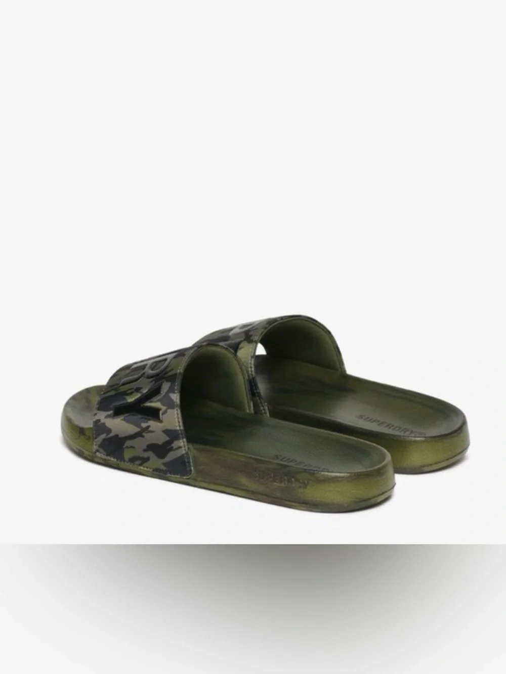 Superdry Olive Green Camo Slide Sandals Size 9-10